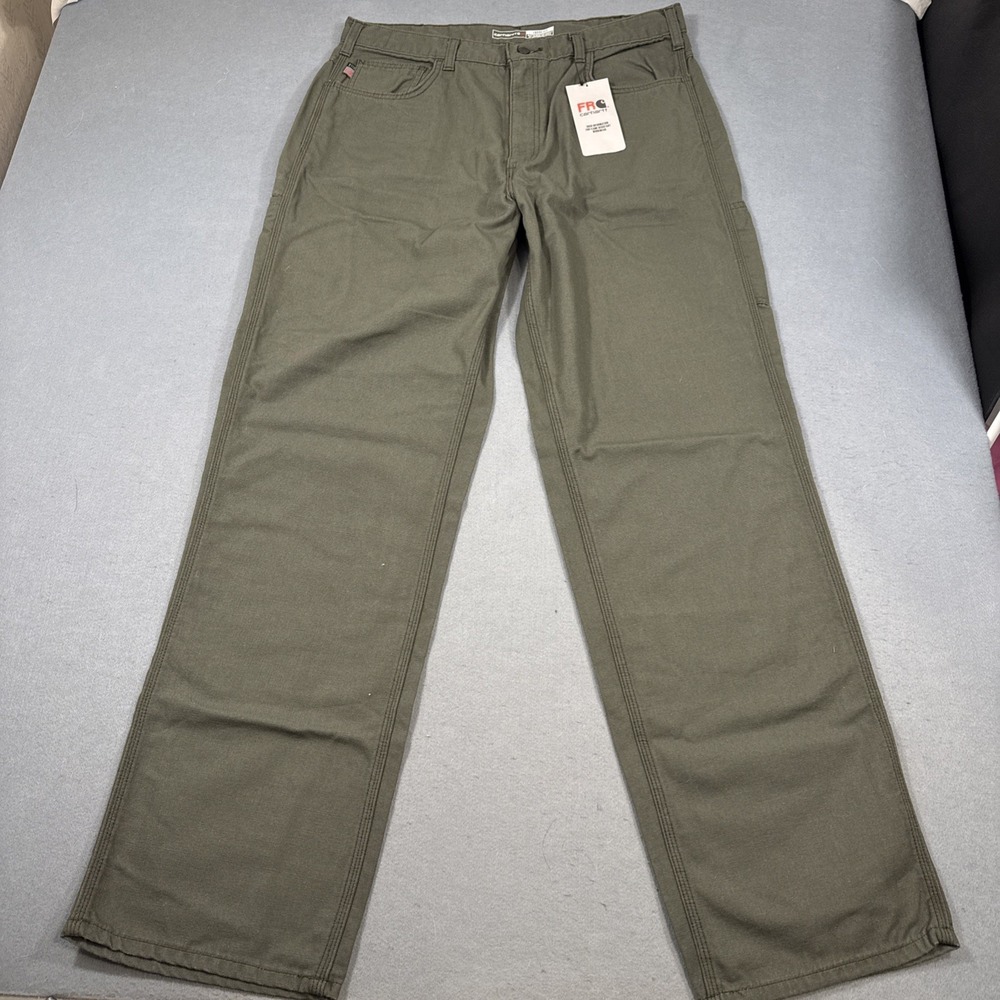 Carhartt FR CAT2 Loose Fit Olive Moss Grn Canvas Work Pant 38x36 BN0159-FRM NWT